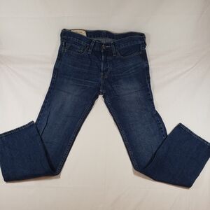 Hollister‎ Slim Straight Mens Blue Denim Dark Wash Jeans 28 x 30 Button Fly